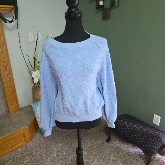 Free People Found My Friend Pullover Crystal Sky Blue S - Picture 2 of 4